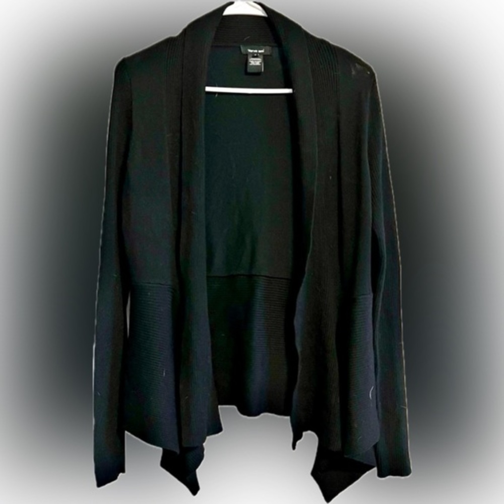 EUC! - VERVE AMI Black Open Waterfall Drape  Cardigan Sweater Size Small